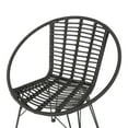 Kyleigh Outdoor Wicker Dining Chairs, Set of 2, Gray and Black