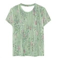 thumbnail image 5 of QUINDOS Women T-Shirts Summer Green Short Sleeve Tops for Women Crew Neck Floral Cool Vintage Tops, 5 of 5