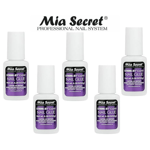 Mia Secret Strong-Jet Clear Nail Glue Brush-On Glue 8g (340) x 5