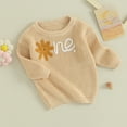 thumbnail image 3 of Okbabeha Baby Girl First Birthday Outfit One Embroidery Sweater Pullover Oversized Knit 1st Birthday Winter Cute Clothes, 3 of 7