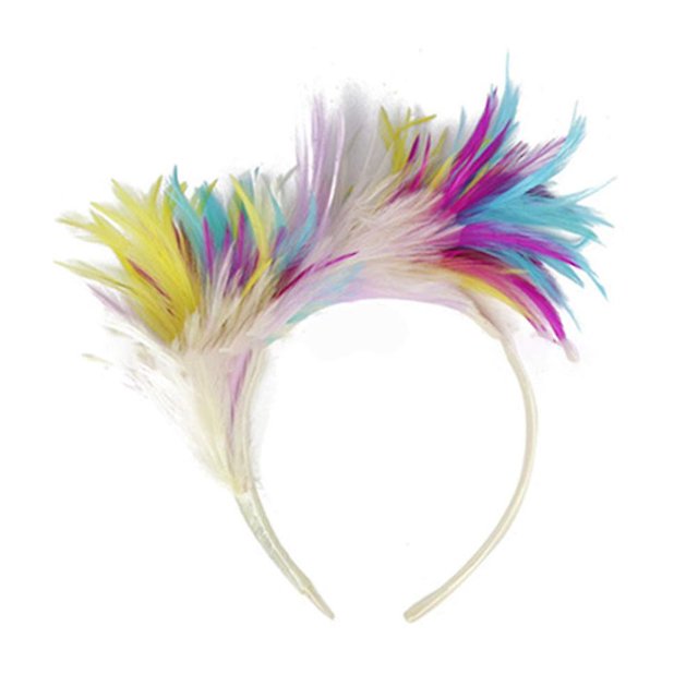 Diadema de plumas Color nupcial pluma sombrero de copa diadema bola de Halloween tocado diadema banda para el cabello boda