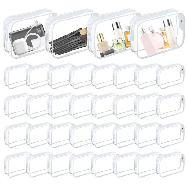 Bolsas de maquillaje transparentes Merkaunis, 36 unidades, impermeables, de viaje, blancas