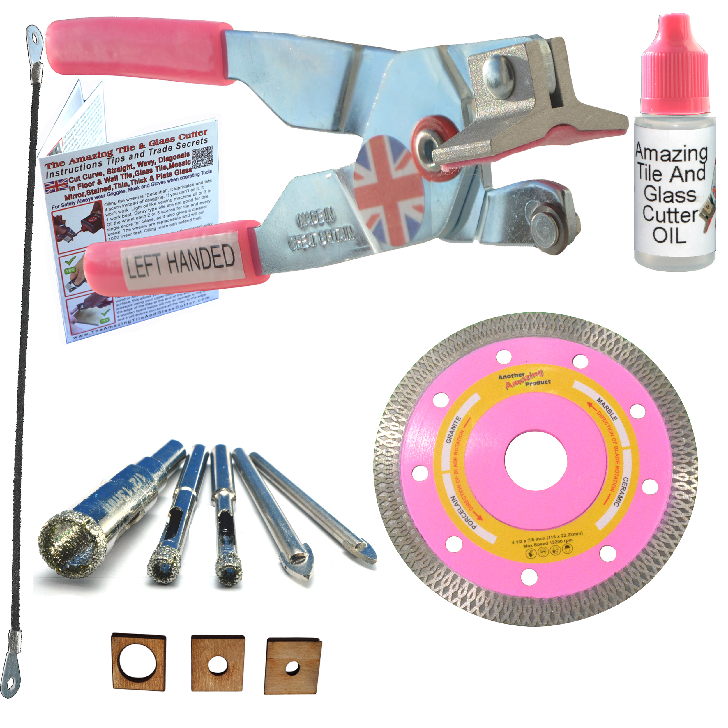 Tile Cutting Tools Kit 2 Left Handed Tile Cutter 4 1/2 in Thin Diamond Grinder Blade for Corner