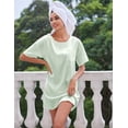 thumbnail image 2 of Ekouaer Silk Sleep Shirts for Women Satin Nightshirt Tshirt Nightgown Short Sleeve Sleepwear Round Neck Shirt Dress With Chest Pocket, 2 of 6