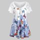 thumbnail image 3 of ICHUANYI Clearance Women Summer Casual Plus Size Asymmetrical Print Tank Top Lace Blouse(White, XXL) ICHUANYI WER2023080915709, 3 of 8