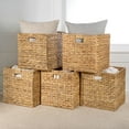 thumbnail image 2 of happimess BSK2003A-SET5 Bryce 12.6" Classic Farmhouse Handwoven Hyacinth Collapsible Storage Cube Baskets with Handles, Natural (Set of 5), 2 of 7
