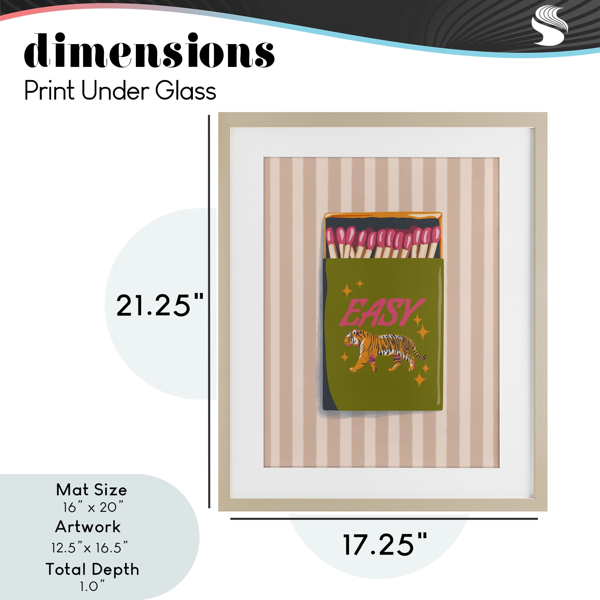 Easy Tiger Retro Matches Birch Framed Print Under Glass, design by Elyse Anastacia