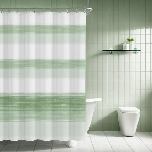 Green Shower Curtains for Bathroom Rustic Farmhouse Cotton Shower Curtain, 72 x 72
