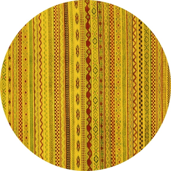 Ahgly Company Indoor Round Oriental Yellow Modern Area Rugs, 8' Round