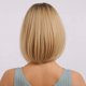 thumbnail image 3 of JM Raíz negra con pelucas de pelo rubio hermosa peluca corta Bob con flequillo pelucas sintéticas resistentes al calor de 12 pulgadas para mujeres JM, 3 of 5