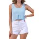 thumbnail image 1 of INSPIRE CHIC Chaleco de Suéter Corto de Mujer de Crochet Sin Mangas con Lazo Frontal para Verano Playa Tallas XL Azul, 1 of 6