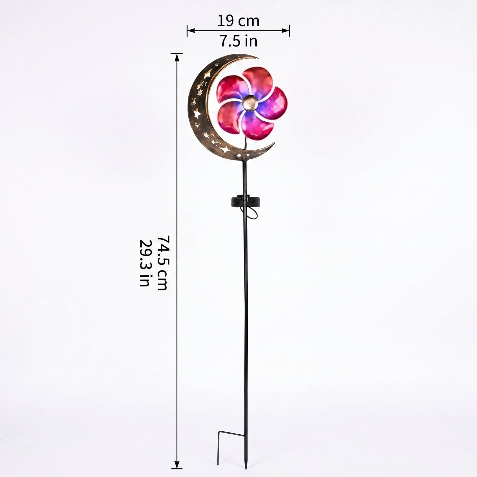 3PCS Solar Moon Windmill Decorative Garden Light - Metal Stake Windmill with Glass Ball LED, Outdoor Lawn Lamp for Yard Decoration