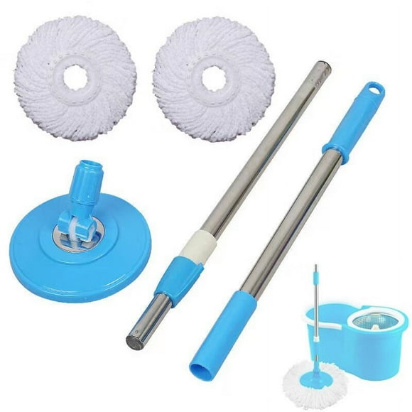 Spin Mop Kit compatible with 363°Rotating Head Easy Spinning Stainless Steel Mop Bucket with Adjustable Handle Base Heads Household Cleaning Accessories for Home Office