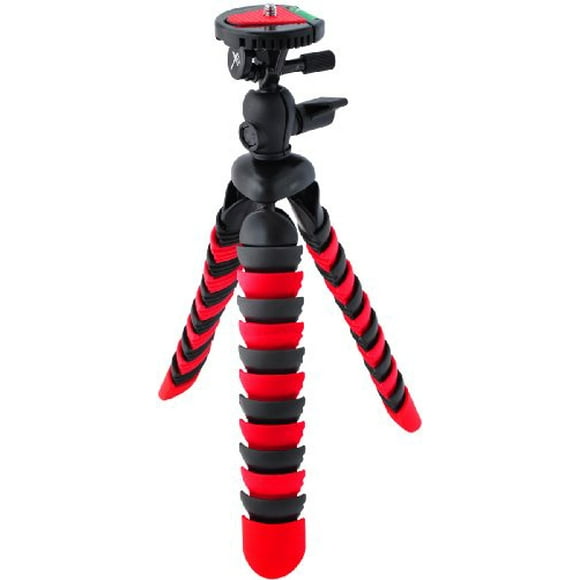 eCostConnection Trépied Flexible 12 Pieds avec Plaque à Dégagement Rapide et Niveau à Bulles, Rouge et Noir, 1