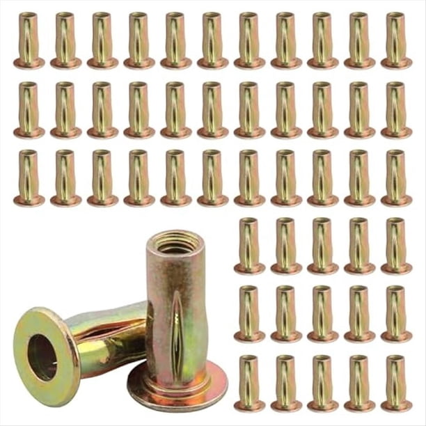 Kit de 50 Tuercas Remachables de Agarre Múltiple, Vástago Preabulado de Tuerca Remachable de 5/16-18, Tuerca de Inserción Roscada de Cabeza Galvanizada Plus