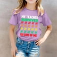 thumbnail image 2 of PMVFHDE T-Shirts pour Filles T-Shirts pour Filles Hauts de Mode pour Filles Hauts Décontractés Imprimés Col Rond Manches Courtes T-Shirt Décontracté Violet, 3-4 Ans, 2 of 6