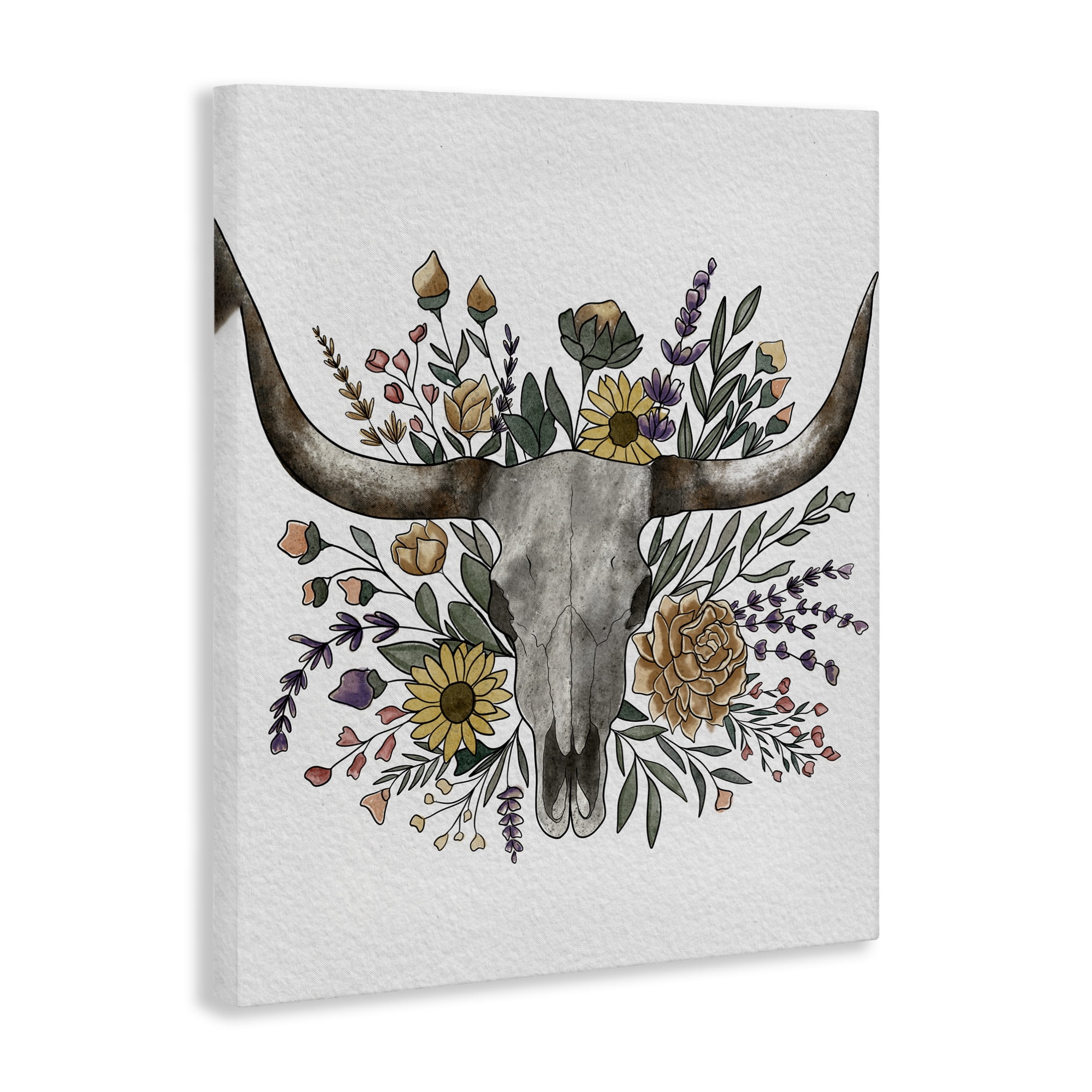 Stupell Industries Boho Wildflower Longhorn Canvas Wall Art, design by Alisha Kiara Design
