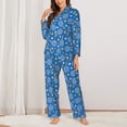 thumbnail image 2 of Fotbe Tennis Conjunto de Pijama de Manga Larga para Mujer con Estampado, Ropa de Dormir de 2 Piezas, Conjunto de Casa Suave y Cómodo con Bolsillos-X-Large, 2 of 7