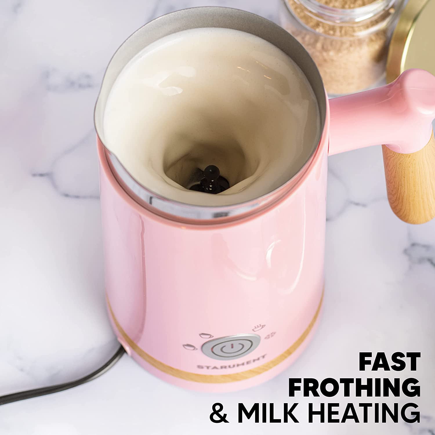 Starument Electric Milk Frother - Automatic Milk Foamer & Heater for  Coffee, Latte, Cappuccino, Other Creamy Drinks - 4 Settings for Cold Foam,  Airy Milk Foam, Dense Foam & Warm Milk - Easy to Use 