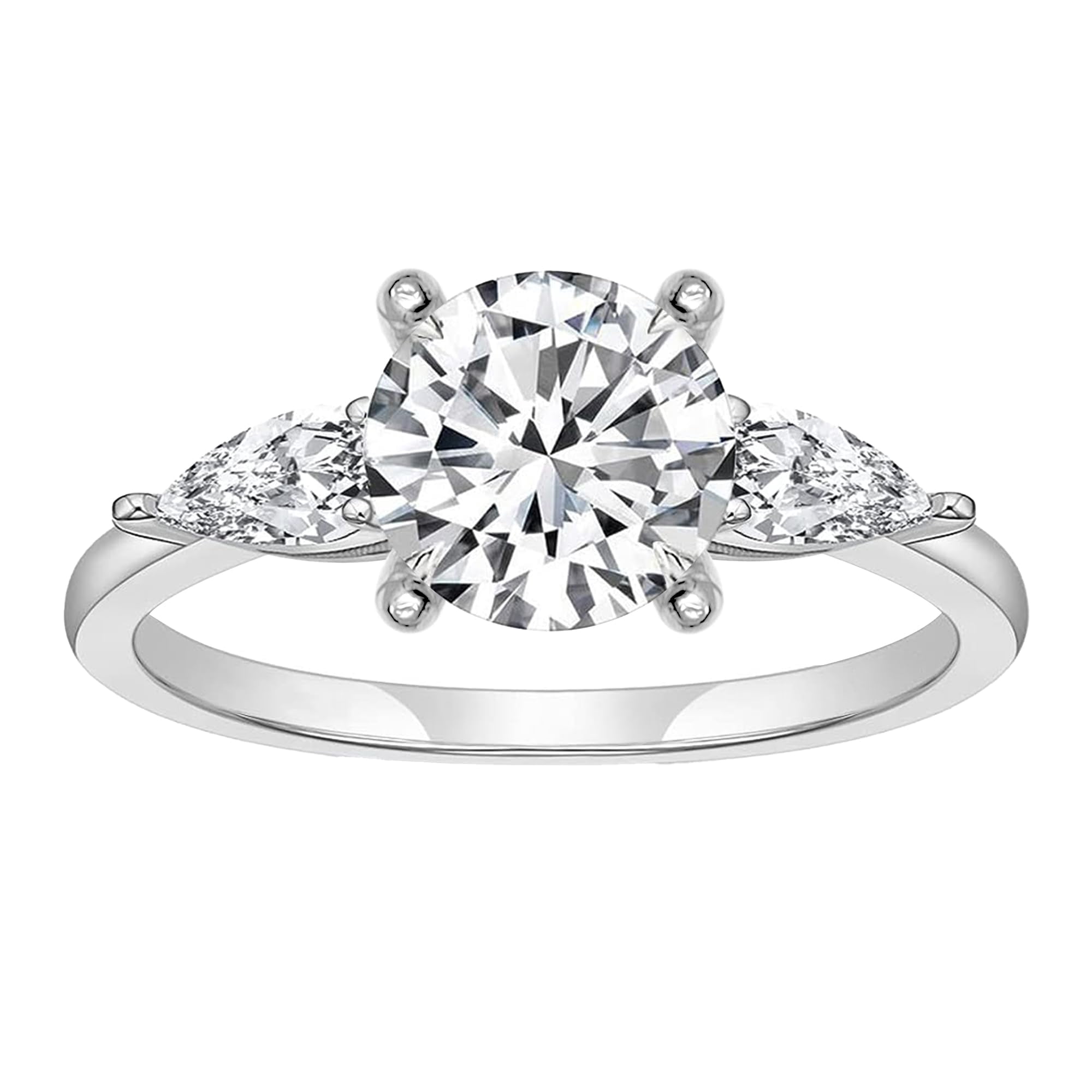 LeCalla 925 Sterling Silver CZ Rings for Women Rhodium-Plated Zirconia Classic Engagement Ring Wedding Band for Women Promise Rings for her (Size - 5)