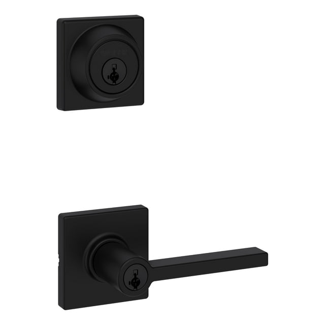 Weiser Poignée de Porte d'Entrée Casey Noir Mat avec Pêne Dormant, Poignées de Porte Réversibles pour l'Extérieur/intérieur avec Pêne Dormant, Poignées de Porte D'Entrée avec Serrure/serrure de Porte d'Entrée, Maison Moderne D