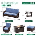 thumbnail image 2 of Sunmthink 7-Piece Patio Furniture Set, High Back Swivel Rocker Chairs with Thick Cushions, Wicker Rattan Outdoor Sectional Sofa with Fire Pit & Ottoman, Blue, 2 of 7