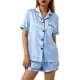 thumbnail image 3 of Txlixc Traje de pijama casual para mujeres, blusa de manga corta con solapa Txlixc moda, 3 of 9