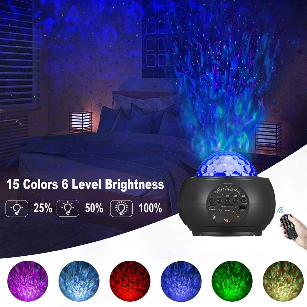 Star Galaxy Projector Night Light Wireless Music Planet Colorful Projection Lamp Children Kids Lamp Gift