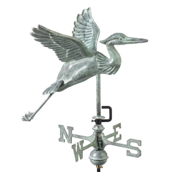 Good Directions Blue Heron Garden Weathervane, Includes Garden Pole, Blue Verde Copper, Patina