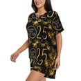 thumbnail image 2 of Fuzoiu 2025 New Year New Print Women's Short-Sleeved Pajama Set,Lounge Sleepwear Set,Womens Pajama Sets 2 Piece,Button-Up Top and Shorts with Pockets-4X-Large, 2 of 7