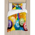 thumbnail image 1 of Bingo Duvet Cover Set Twin Size, Colorful Bingo Balls on Rainbow over Yellow Bursting Background Leisure Time Fun, Decorative 2 Piece Bedding Set with 1 Pillow Sham, Multicolor, by Ambesonne, 1 of 3