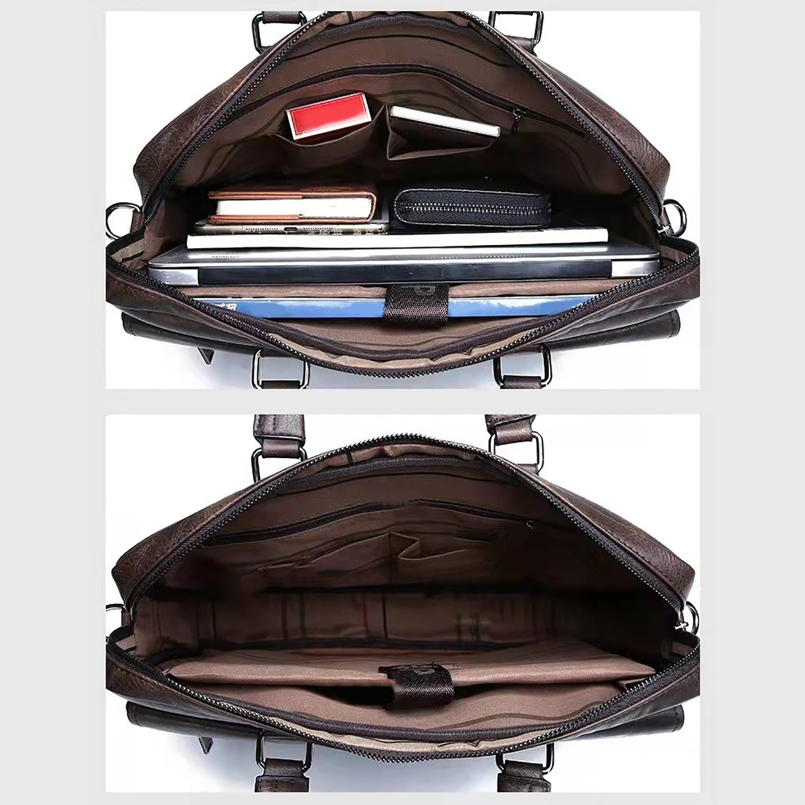 Belrova Leather Briefcase for Men Laptop Handbags Large Capacity Retro Work Messenger Crossbody Shoulder Bags