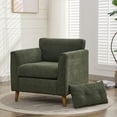thumbnail image 6 of JURANYAZHU Modern Accent Chair with Cushion,Soft-Padded Wide Armchair,Solid Wood Leg Design Suitable for Bedroom,Living Room, and Office,Green, 6 of 7