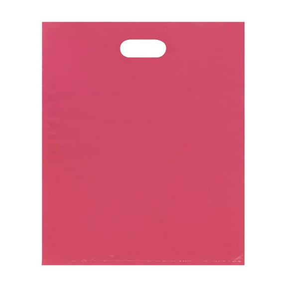 SSWBasics Plastic Bags with Handles - Pink Merchandise Bags (15x18) - Pack of 500 - Lightweight Plastic Gift Bags with Handles