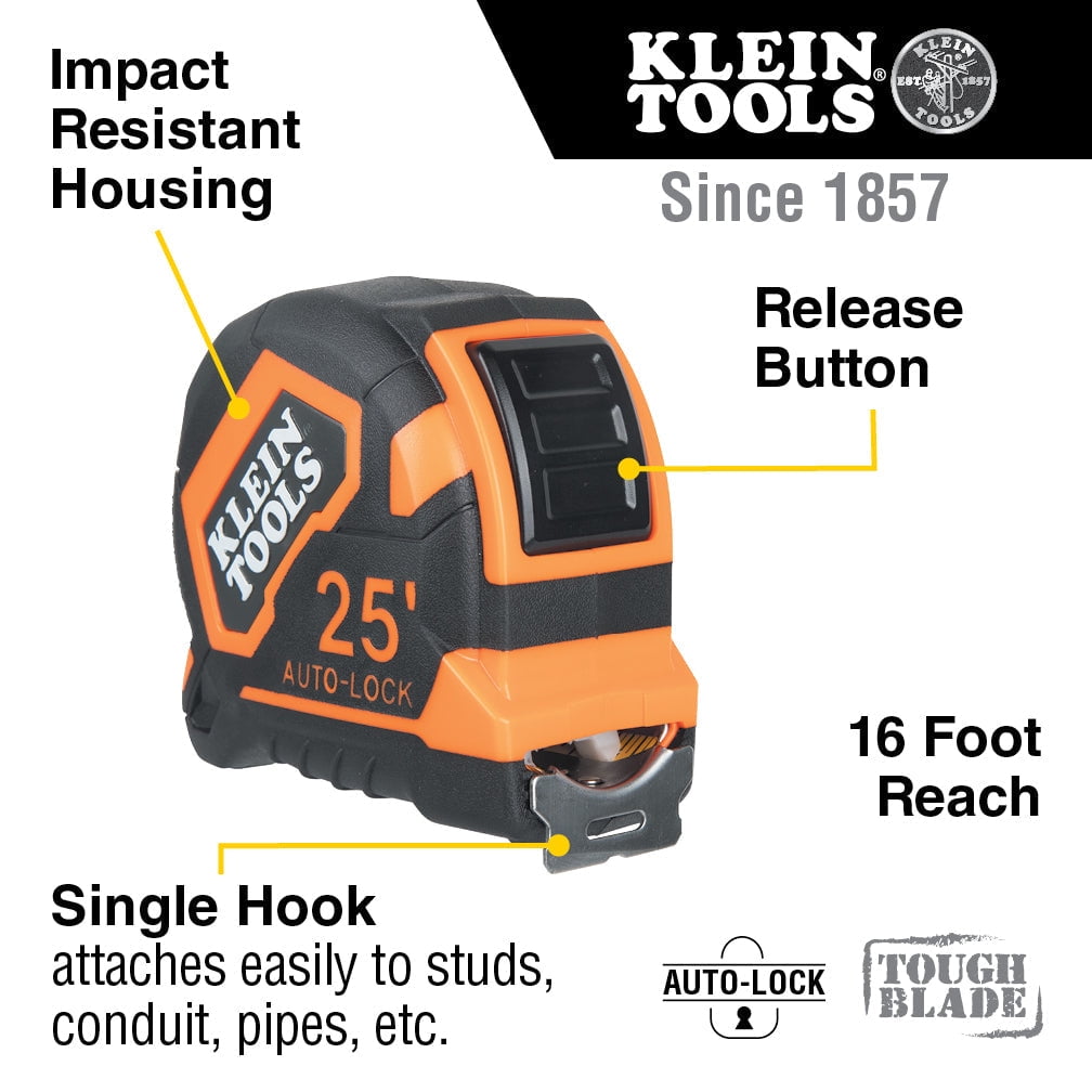 Klein Tools Tape Measure, 25' Auto-Lock