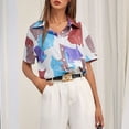thumbnail image 1 of Camisas De Mujer Camiseta con botones de verano Blusa de mujer con estampado europeo Ropa femenina (Azul claro M) Ygjytge para Mujer azul claro T M, 1 of 6