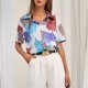 thumbnail image 1 of Camisas De Mujer Camiseta con botones de verano Blusa de mujer con estampado europeo Ropa femenina (Azul claro S) Cgtredaw Para estrenar, 1 of 1