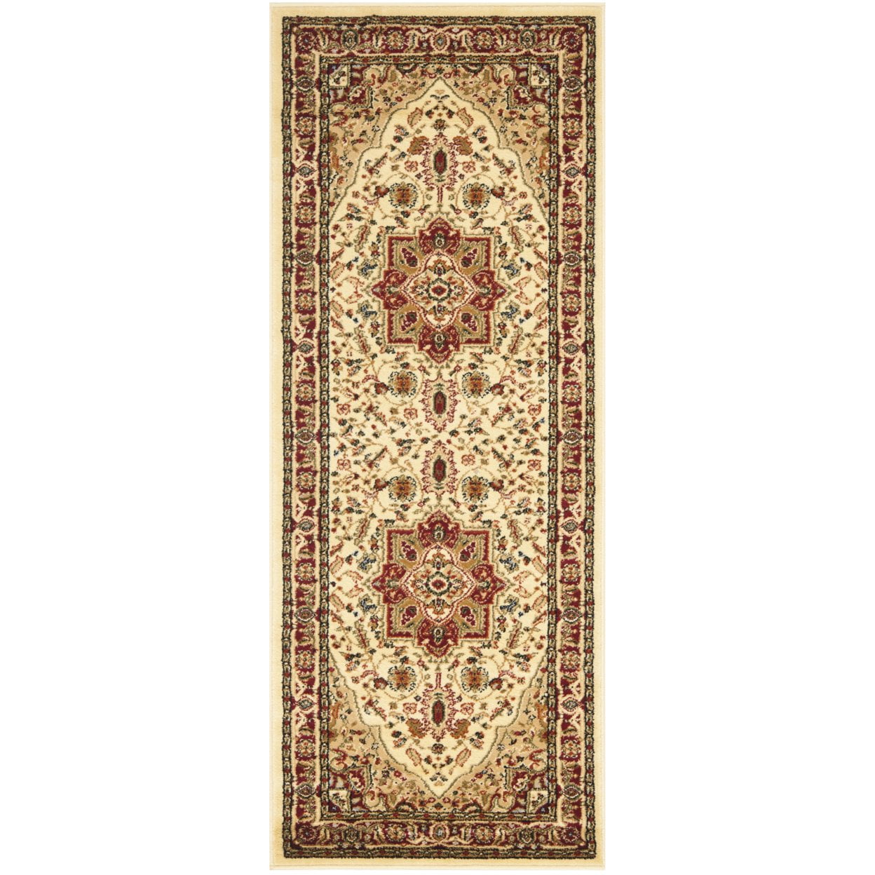 SAFAVIEH Lyndhurst Miranda Traditional Bordered Area Rug, Ivory/Red, 3'3" x 5'3"