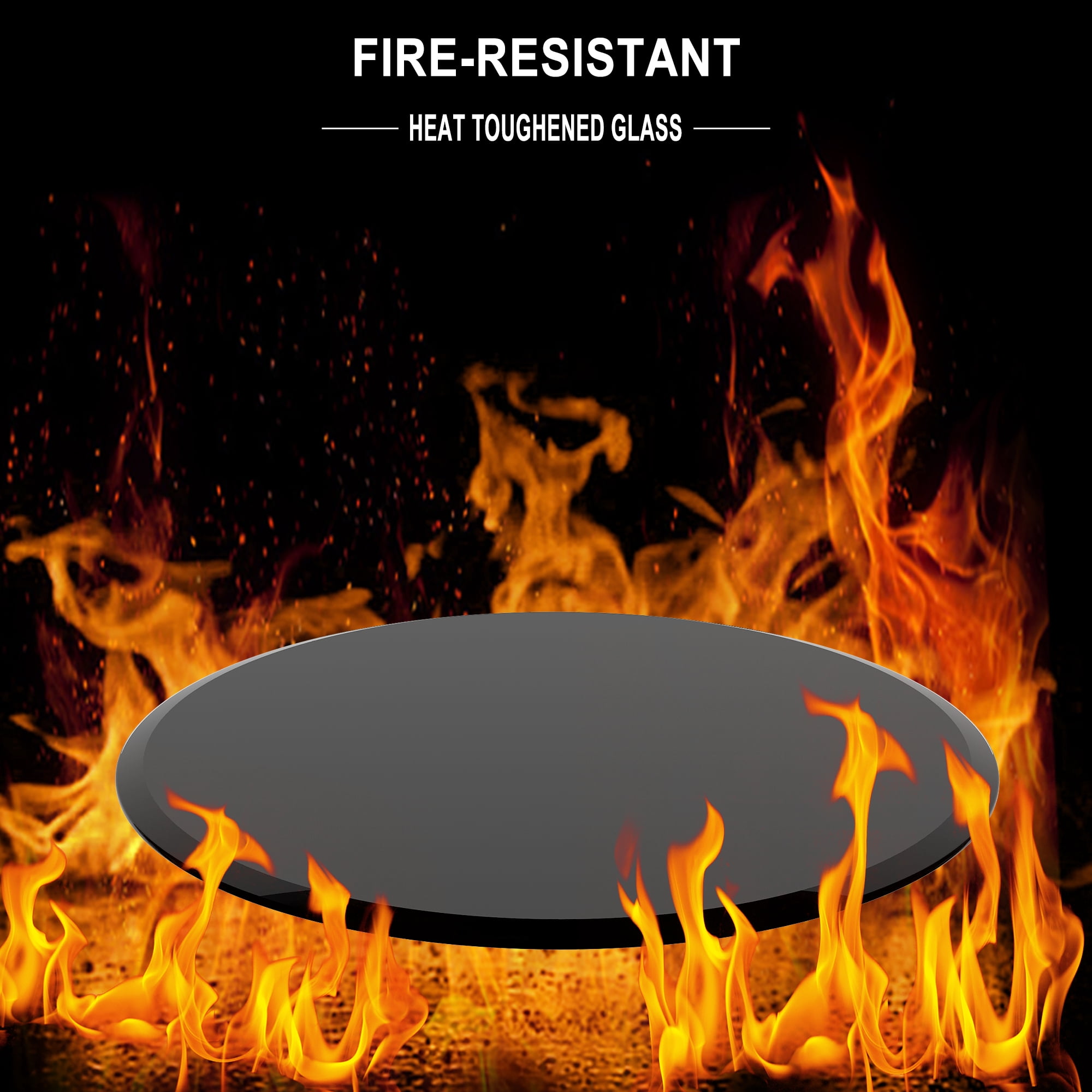 32 Inch Round Black Tempered Glass Table Top, 1/2" Thick Glass Sheet with Beveled Polished Edge, Replacement Tabletop for Coffee Table, Dining Table & Patio Table