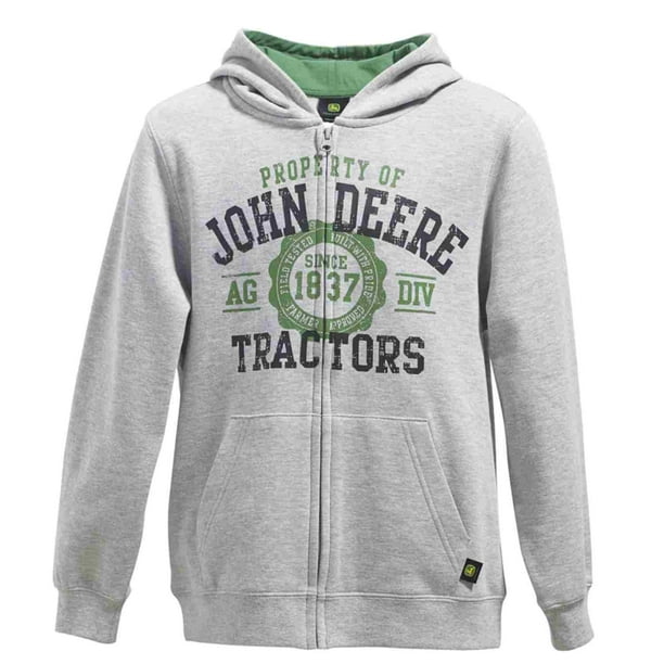 Download John Deere Boys Gray Zip Front Hoodie Tractor Sweatshirt ...