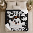 thumbnail image 5 of Playful Too Cute Spook Ghost Illustration Whimsical Halloween, Festive Halloween Scene, Warm Flannel Blanket for Living Room and Family Room, Art Lovers Halloween Gift, Festive Home Decor, 5 of 9