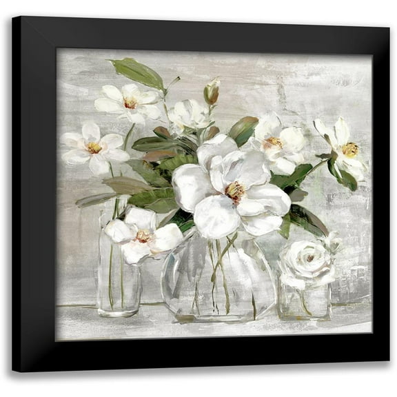 Swatland, Sally 12x12 Black Modern Framed Museum Art Print Titled - Romantic Magnolias