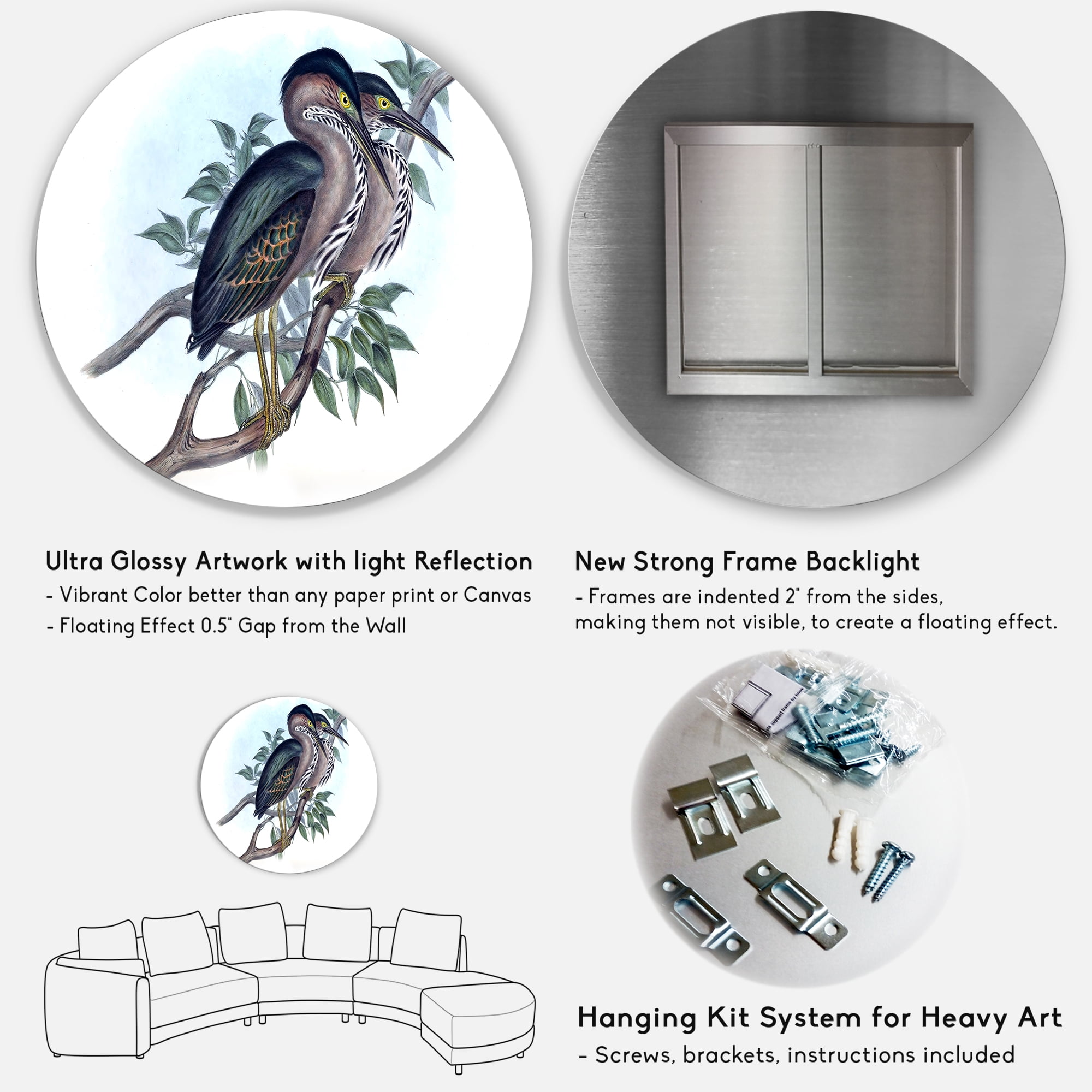 Designart 'Ancient Australian Birds VII' Traditional Circle Metal Wall Art 36x36 - Disc of 36