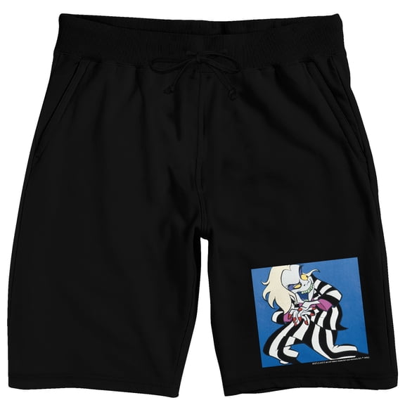 Beetlejuice Blue Character Square Men's Black Sleep Pajama Shorts
-Medium