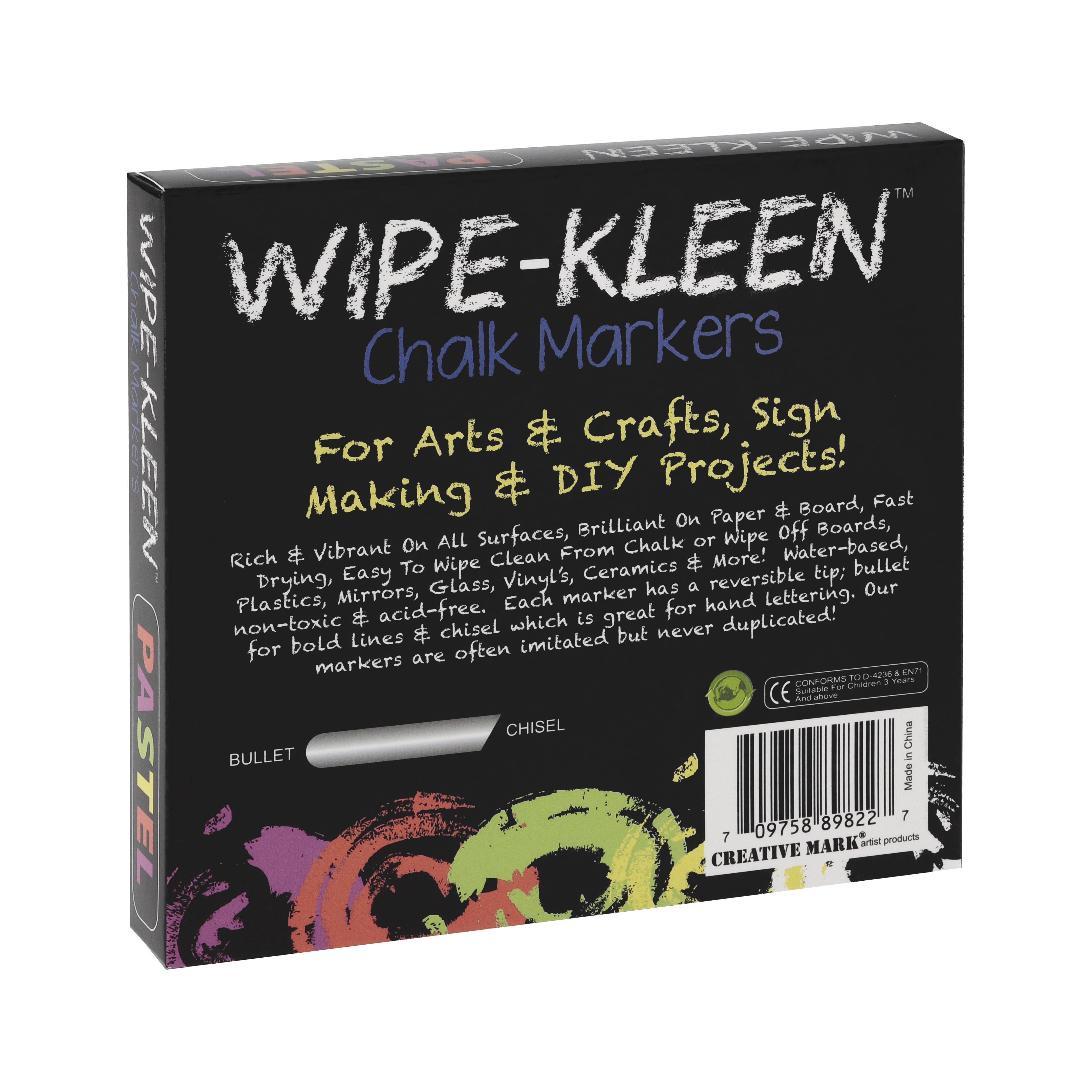 Wipe-Kleen Liquid Chalk Board Window Markers, Non Toxic Dry Erasable Pens for Cafe Menu Signs, Blackboard, Whiteboard & Glass- Bullet or Chisel Reversible Tips PASTEL Color- Set of 8  [2-Pack]