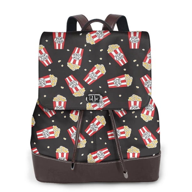 Easygdp Popcorn Mochila de Cuero para Mujeres, Bolso de Hombro, Bolsos de Mano de Moda para Trabajo y Viajes
