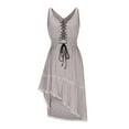 thumbnail image 5 of Women'S Casual Dress Women'S Dress V Neck Lace Up Tie Detail Asymmetrical Flowy Hem Comfortable Everyday Wear Home Spring Summer Fall Outfit White S, 5 of 8
