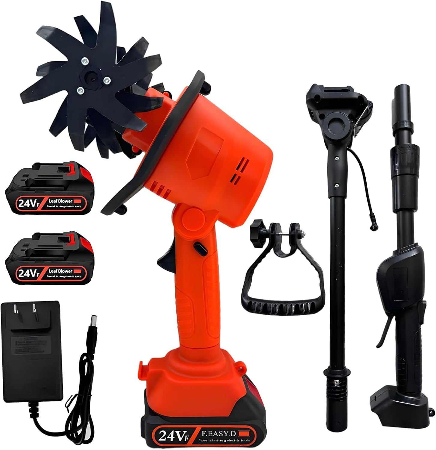 24V Cordless Electric Tiller Cultivator, Handheld Garden Rototiller with 2 Batteries, 4-Inch Tilling Width & Depth, Lightweight 2.6 lbs, for Lawn, Garden, Vegetable Plots
