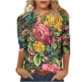 thumbnail image 3 of VBTAPA 3/4 Length Sleeve Womens Tops Casual Loose Fit Crewneck T Shirts Plus Size Spring Summer Tees Sales of Today Multicolor XXXL, 3 of 6