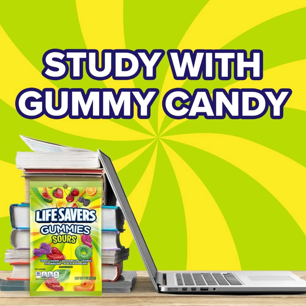 Sours Gummies Candy Bag, 7 Oz, Pack of 12 | Life Savers Tangy Cherry, Watermelon, Orange, Strawberry & Black Raspberry | Sour Punch for Snacks | Ships in an Aromatik™ Damage Proof Box